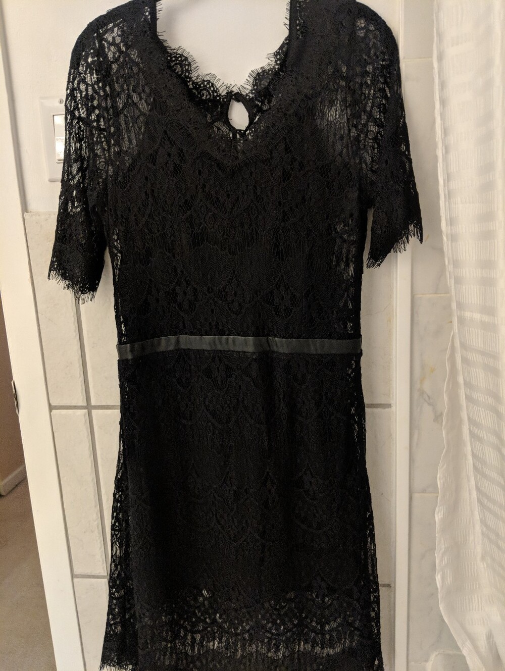 Elegant Black Lace Short Sleeve Dress